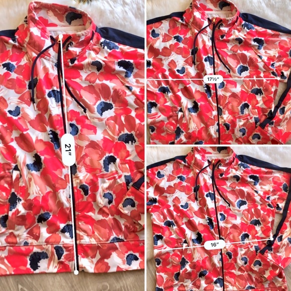 NWOT AERIE Floral Zip Up Pink Navy Track Jacket - Picture 8 of 8
